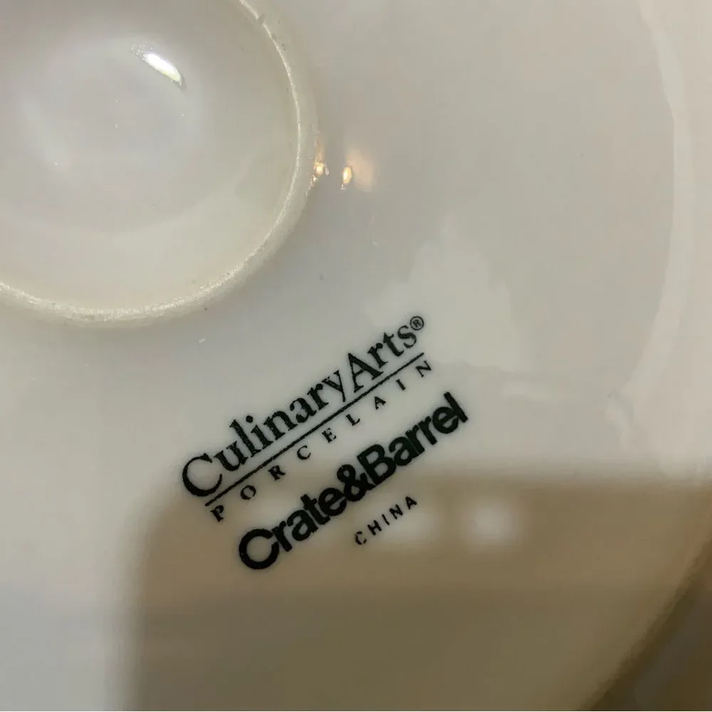 Crate & Barrel Culinary Arts Set of 3 White Porcelain Deep Rim Dinner Plates
